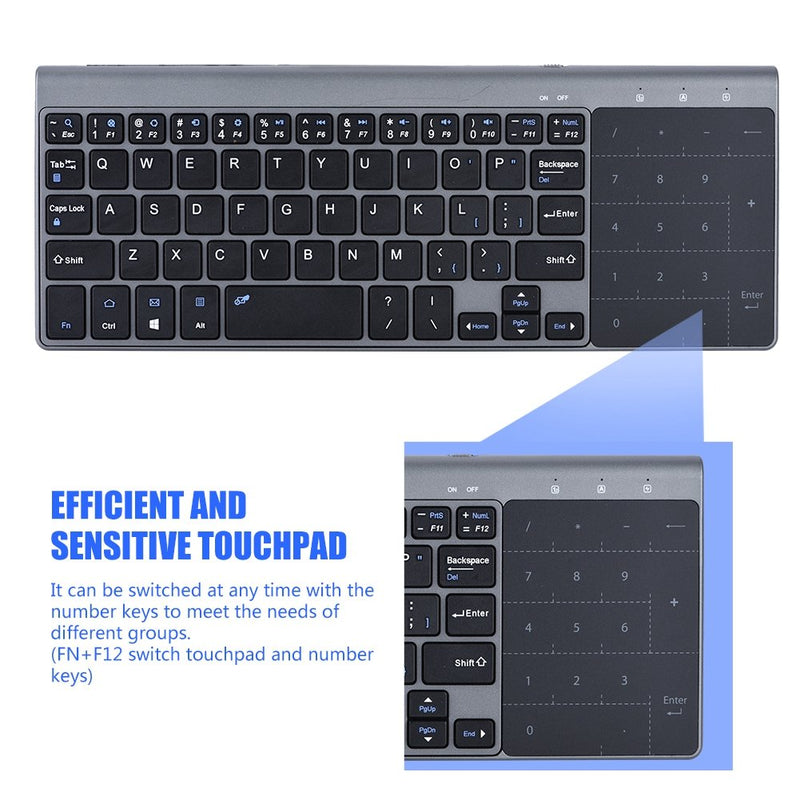2.4Ghz Mini Wireless Keyboard with Touchpad Numeric Keypad Portable Ultrathin Remote Keyboard Mouse Combo