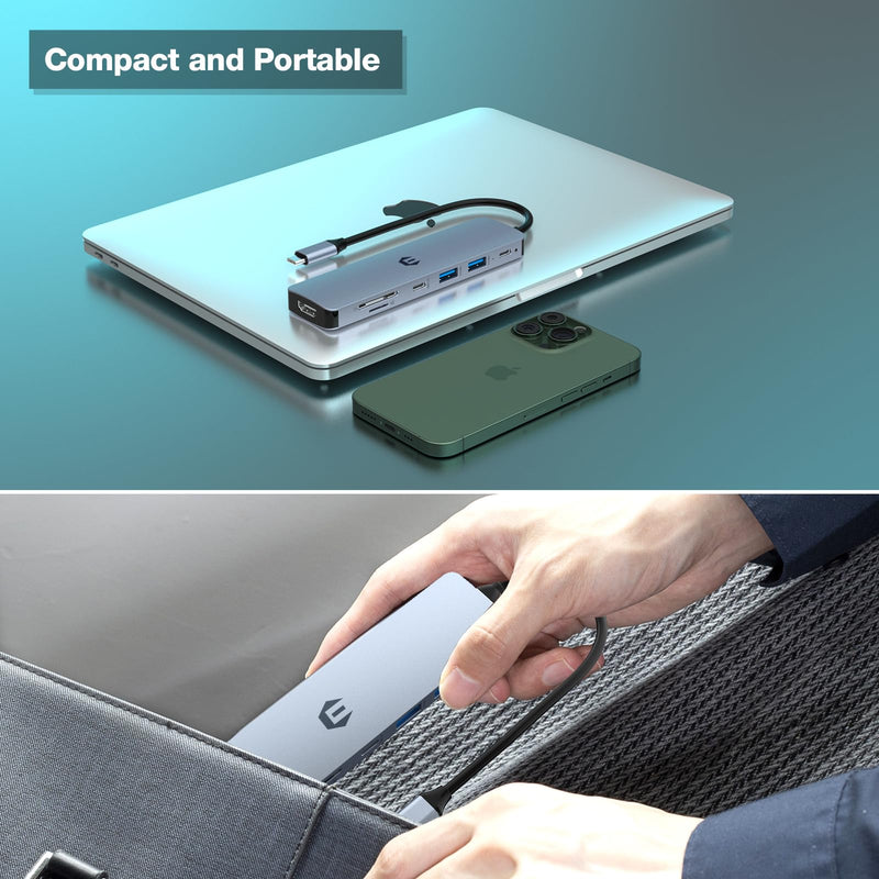 USB C HUB, Tymyp 7 in 1 Hub Adapter, HDMI Output, 100W Power Delivery, USB C 3.0, Dual USB 3.0 Ports, SD and Micro SD Card Reader, Ideal for USB C Laptops Dell XPS/HP/Surface and More