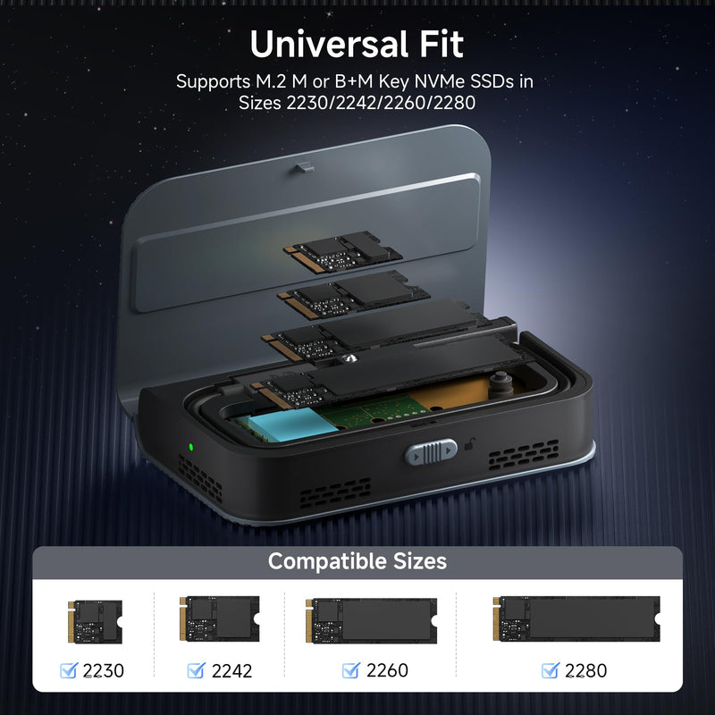Cable Matters 40Gbps USB4 / Thunderbolt 4 SSD Enclosure for M.2 NVMe SSD | Portable, Tool-Free, up to: Read 3800MB/s, Write 3600MB/s, Intelligent Cooling, Thunderbolt 5 Compatible