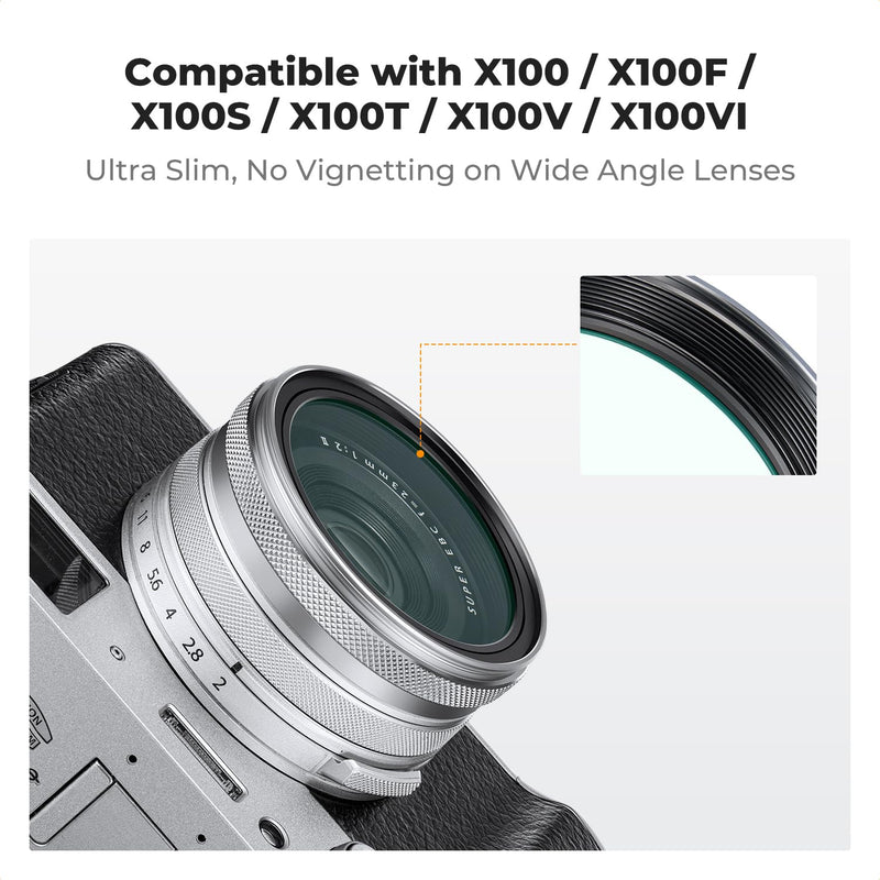 K&F CONCEPT MCUV Protection Camera Lens Filter (Silver Frame) Compatible with Fujifilm X100 Series Accessories-X100/X100F/X100S/X100T/X100V/X100VI, 28 Multi-Coatings Waterproof HD UV Filter Silver