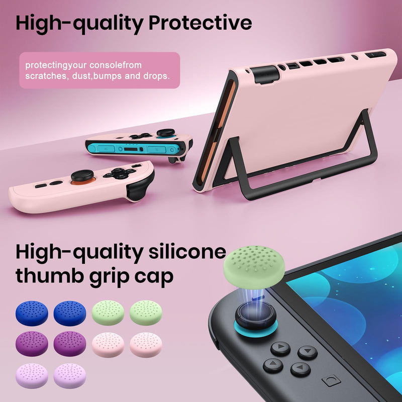 Switch 2 Accessories, Case Bundle for Nintendo Switch 2 Console | FYOUNG 16 IN 1 Kit:Carrying Case,Protective Shell, Screen Proetctor, Grip for Joycon- Pink Switch 2 7.9 Inch