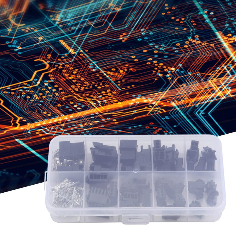 200pcs Sm Connectors, JST-SM Connector Kit Molex Pin Connectors 2.54 2/3/4/5-Pin Male Female Wire Bridge Pin Header Housing Set, black