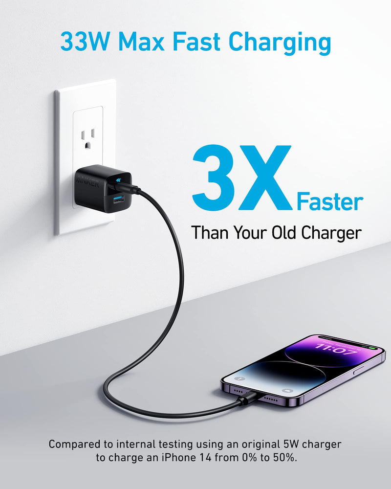 Anker 323 Compact Car Phone Charger and 323 (USB,Type C) 2 Port Compact Charger with Foldable Plug
