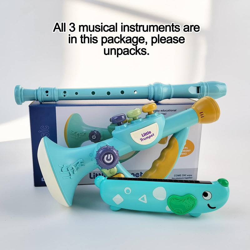 [AUSTRALIA] - Toddler Musical Instruments Toy, Trumpet, Harmonica, Recorder Flute for Kids Baby, Musical Toys Set for Children Boys Girls Ages 2 3 4 5 