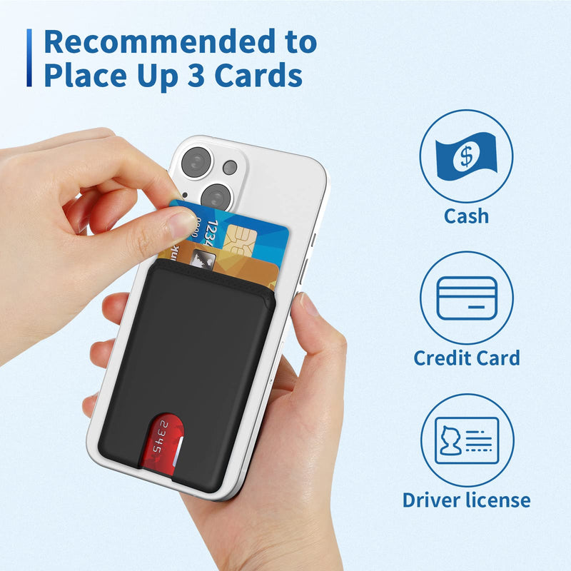 Senose Phone Card Holder, Silicone Anti Slip Out Phone Wallet Stick On Credit Card Holder, Id Card Pouch Compatible for iPhone 13/12 Pro Max Samsung Galaxy Smartphone, 3 Pack (Black) Black*3