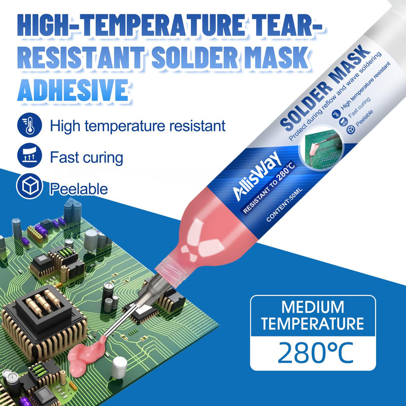 AllisWay Soldering Stop Paint, Insulation Paint Electronics, Replacement for Adhesive Tape, Heat Resistant, Easy to Peel, High Temperature Resistance, Suitable for Welding Electronic Components such