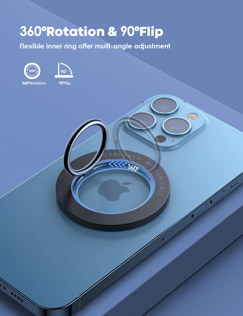[AUSTRALIA] - Lamicall Magnetic Phone Ring Holder for MagSafe, Magnet Finger Ring Grip Stand Holder, Compatible with iPhone 15 14 Plus 13 12, Pro, Pro Max, Mini, Mag Safe Accessories, Misty Black 