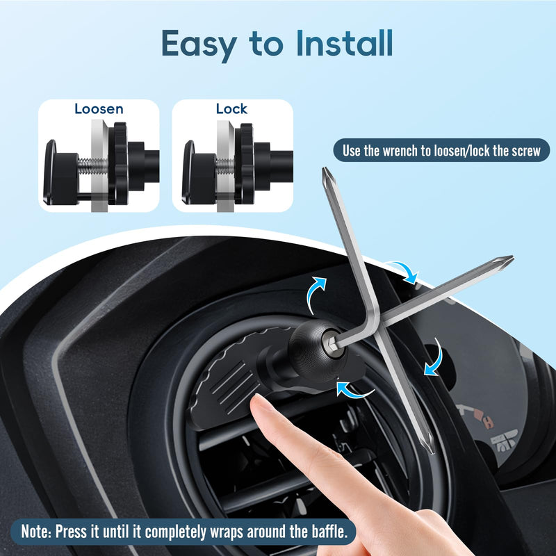 Car Vent Magnetic Phone Mount Compatible with Toyota Tacoma 2016-2023 3rd | Tundra 2014-2021 3rd Gen | 20x Strong Magnet | Full Metal Arm | 360° Adjustable | Anti-Scratch Base | All Smartphones Magnetic Mount