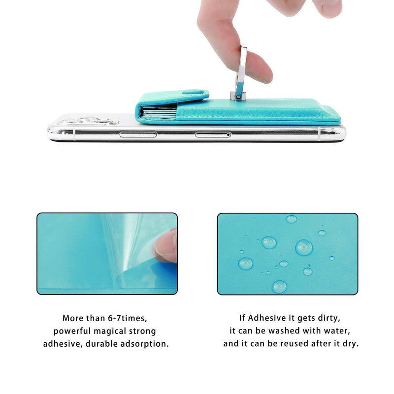 Cell Phone RFID Ring Stand Stick on Wallet for Back of Phone for iPhone Android and All Smartphones Adhesive Credit Card Holder for Cell Phone-Green Green