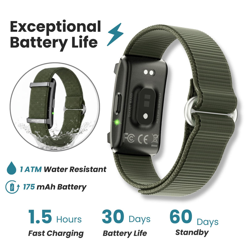 Herz P1 Smart Band + Pink Strap – Fitness & Sleep Tracking Wristband with Extra Adjustable Nylon Bands in Rose Mist, Long Battery Life, Activity & Rest Monitoring, Splash Resistant, App Connected