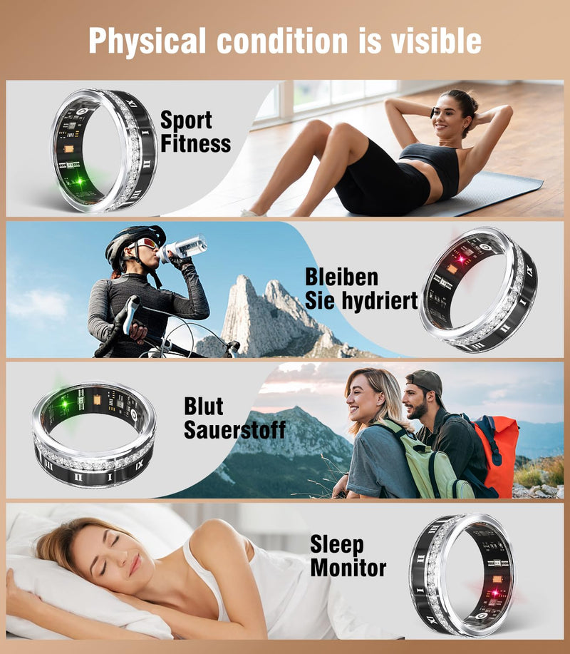 10 Gen Diamond Smart Ring and Wireless Charging Case【Industry Ranking No.1 – 0 Measurement Error】 2026 Smart Ring for Women & Men for Sleep Tracking Wearable Device,Fitness Ring 11# Silver-C 11#