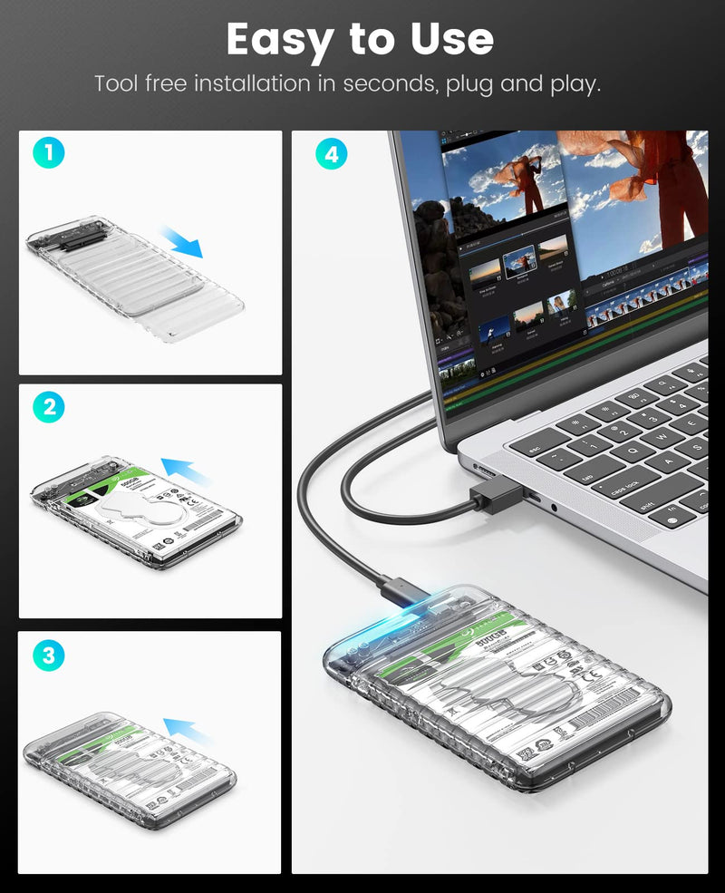 2.5" USB C SATA Hard Dive Enclosure+ 3.5" 2.5" Aluminum Alloy Dual Bay USB C to SATA Hard Drive Dock