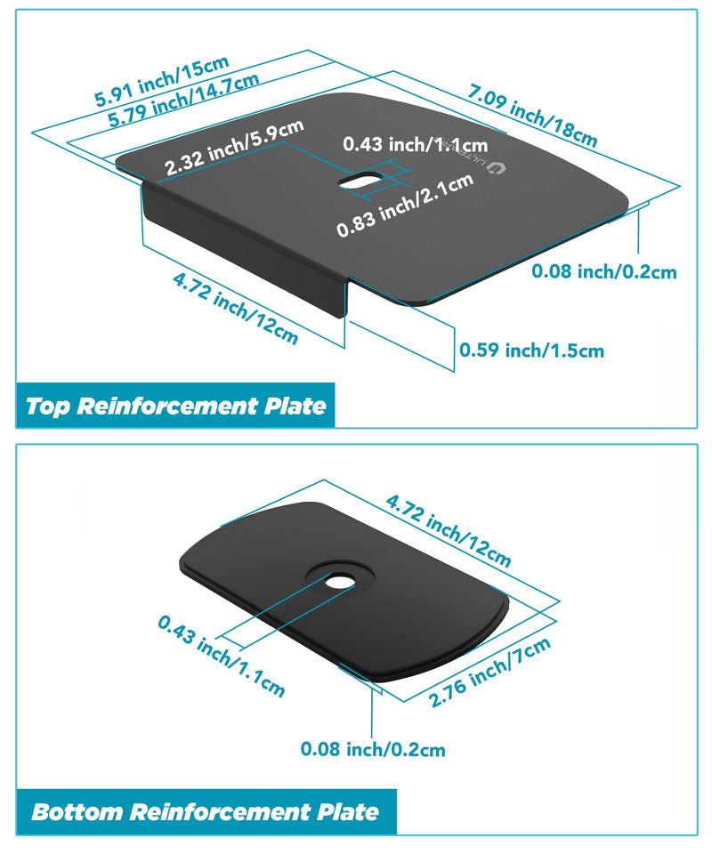 ULTRARM Steel Monitor Mount Reinforcement Plate for Glass & Thin Tabletops | Distributes Pressure, Anti-Slip, Anti-Scratch, Fits C-Clamp & Grommet Mounts, and Most Monitor Arm Desk Stands, Black, MAAC-P
