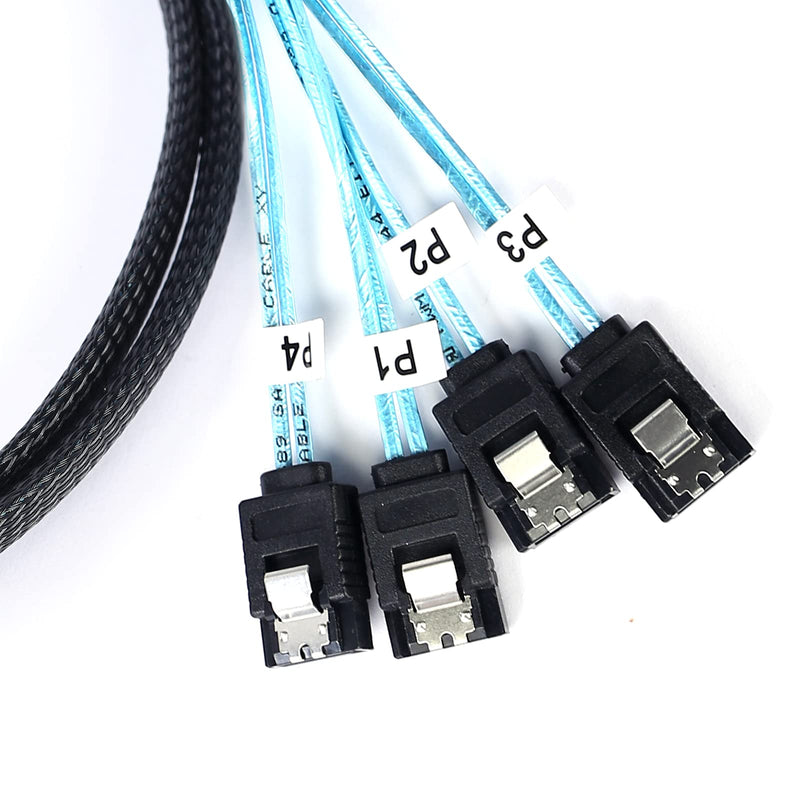 SFF-8643 to SATA:0.5M Mini SAS to SATA Cable Mini SAS Breakout Cable SFF 8643 to SATA Mini SAS HD to SATA SAS to 4X SATA Breakout Cable (1.6FT) 1.6FT 1PACK
