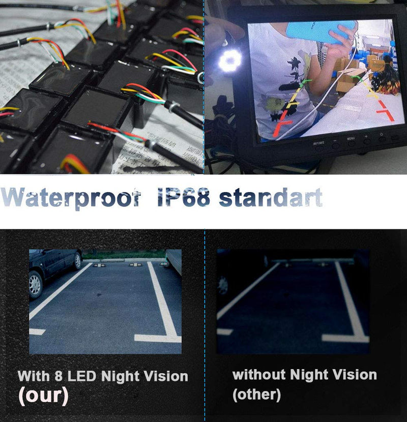 with 8LED Waterproof Car Rear View Backup License Plate Light Camera Night Vision for BMW X /1/3/5 Series E90 E91 E92 530I 530Li 320i 328i/X1 X3 X5 X6 M3 M1 E39 E46 E91 E88 E53 With 8 LED camera