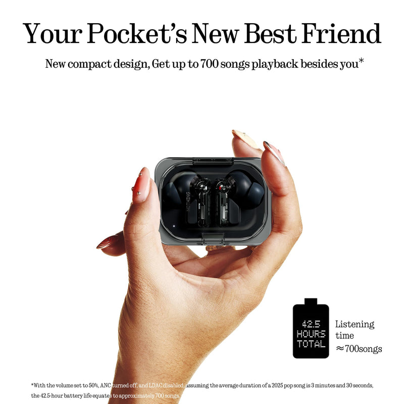 Nothing Ear (a) Wireless Earbuds, 45dB Hybrid Noise Cancelling Earbuds, Hi-Res Audio, Advanced Equaliser, Dual Connect, 6 Mics, 42.5H Playtime Ear Buds Wireless Bluetooth, Black