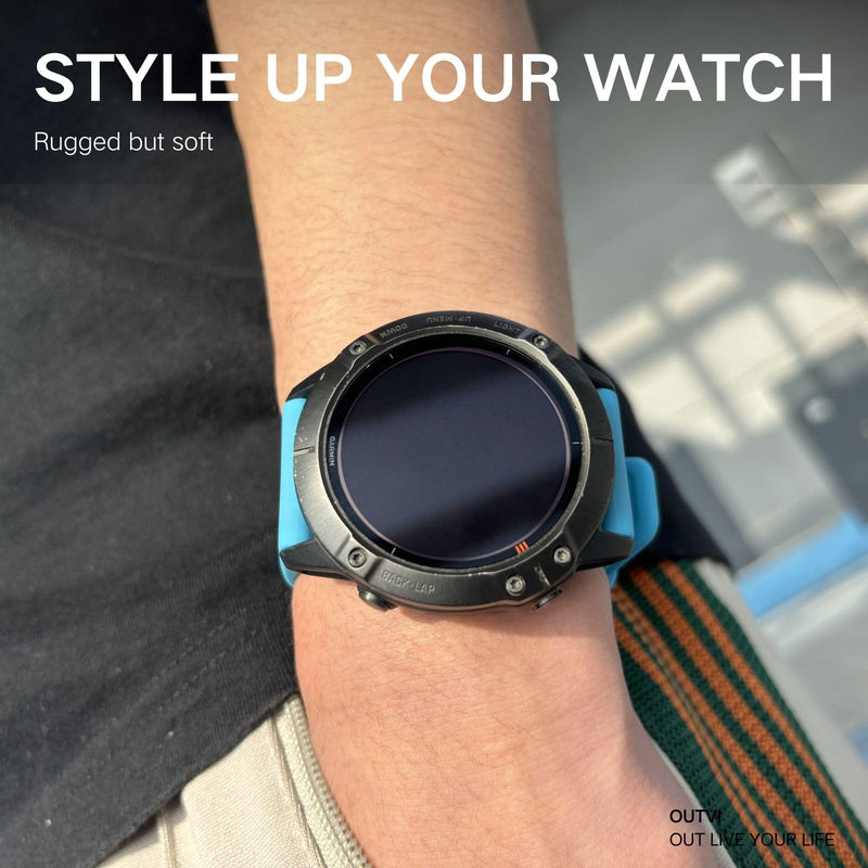 26mm watch band for garmin fenix 5x 6x 7x 3 hr quickfit 26 watch band for garmin women men silicone White and Blue Bundle