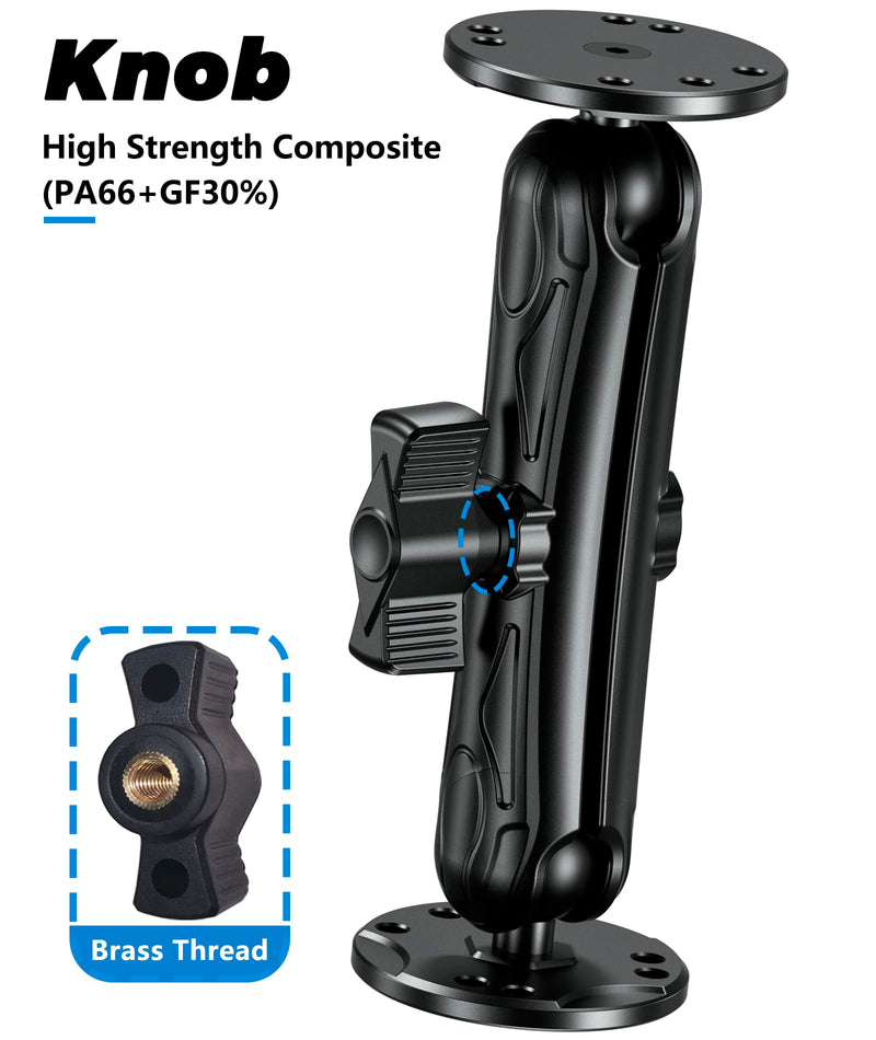VAZESWIN 1" Ball Fish Finder Mount for Garmin Striker 4/Plus 4/Vivid 4cv | Aluminum Alloy, 5.9" Long Arm & Double AMPS Round Plates, Universal Marine Electronic Mount for Lowrance Humminbird Raymarine