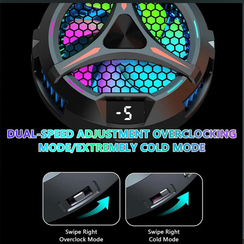 iPad Cooler Magnetic Tablet Fan Cooler with LED Display for MacBook/Surface pro/Samsung Tab/Steam Deck,Universal Semiconductor Radiator for Desk Work, Gaming, Streaming Live, Watch Movie, Black