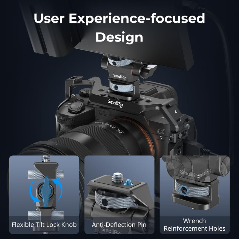 [AUSTRALIA] - SmallRig Adjustable Camera Monitor Mount, 360° Swivel and 180° Tilt Monitor Holder, with 1/4"- 20 Screws, Bouncy Locating Pins, Anti-Twist Design, for Ninja V and V+ Monitors 