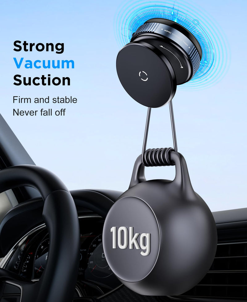 Beeasy Vacuum Magnetic Phone Holder, 360° Rotatable Suction Cup Phone Mount for Shower Mirror Kitchen Gym Car TikTok, MagSafe Suction Wall Mount for iPhone 17/16/15/14/13/12,Black Black