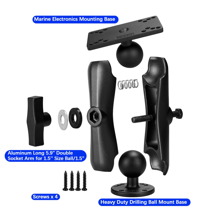 Aluminum 1.5" Ball Helix 5/7 Fish Finder Mount,C Size Universal Marine Electronics Mount,Helix 7 Mounting Bracket for Kayak/Boat Helix 7 mount