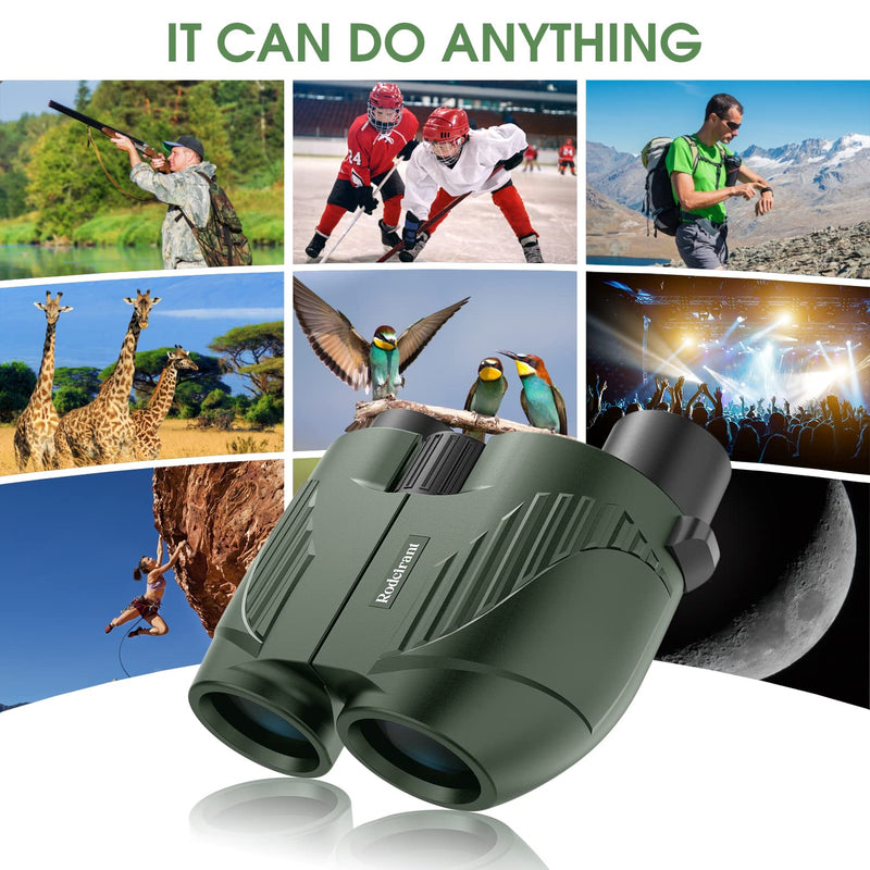 20X25 Compact Binoculars for Adults,Large Eyepiece Waterproof Binocular,Easy Focus Small Binoculars for Bird Watching,Hiking and Concert,Green