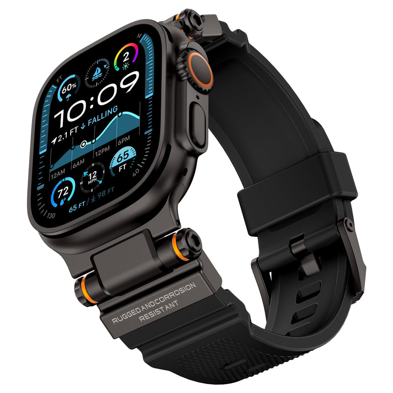 Rubber Band Compatible with Apple Watch Band 49/46/45/44/42mm, Orange/Black and Black/Black