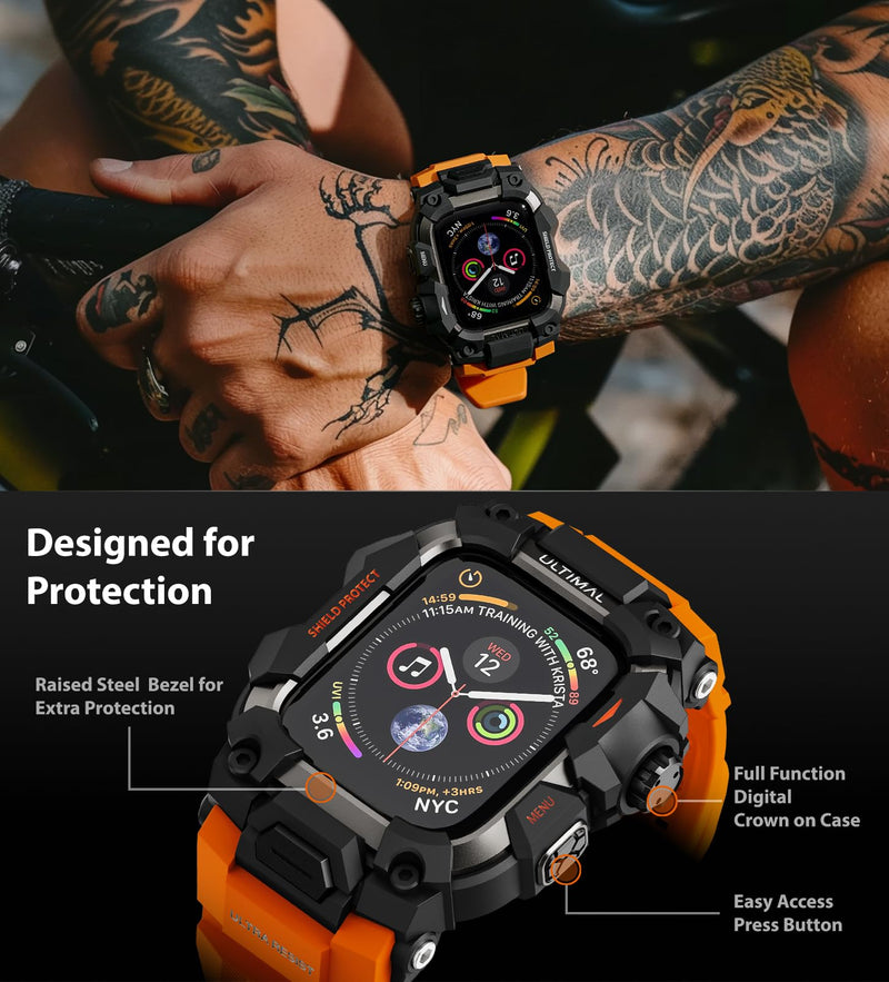 ULTIMAL Rugged Case with Band for Apple Watch 45mm,for Apple Watch Generation9/8/7