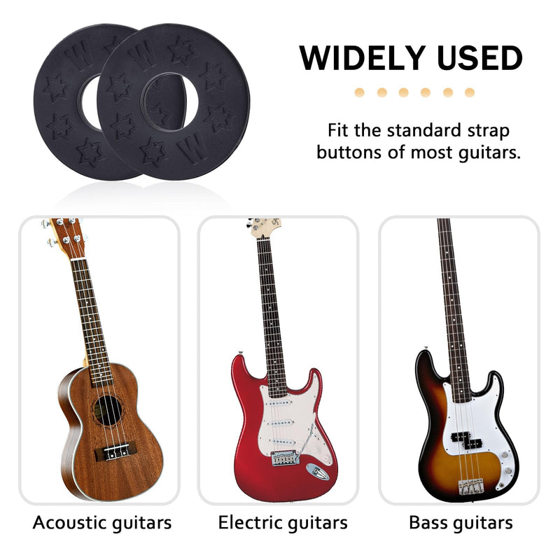 12pcs Guitar Strap Locks Guitar Strap Holder Sturdy Synthetic Rubber Guitar Strap Blocks Guitar Protector Block (Black)