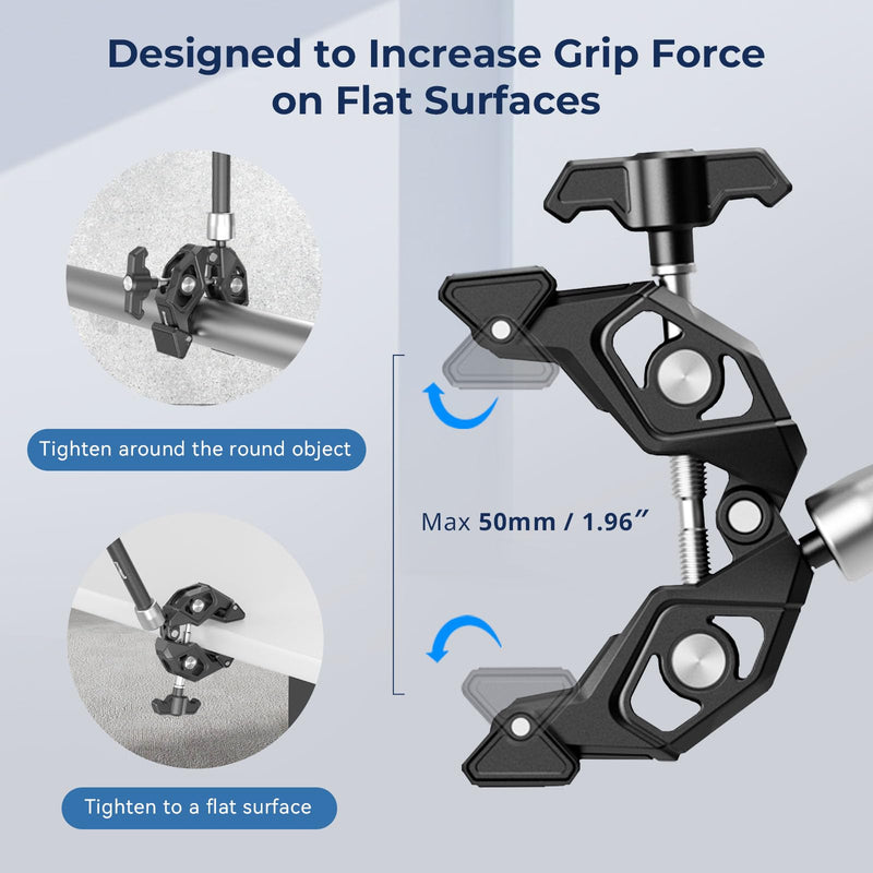 SMALLRIG Magic Arm Clamp Kit, Camera Mount Articulating Friction Arm w Super Clamp, w 1/4"-20 Screw and Thread hole, for Camera, Light, Monitor, Webcam or Action Camera ≤1.5kg, for Table, Tube 4454