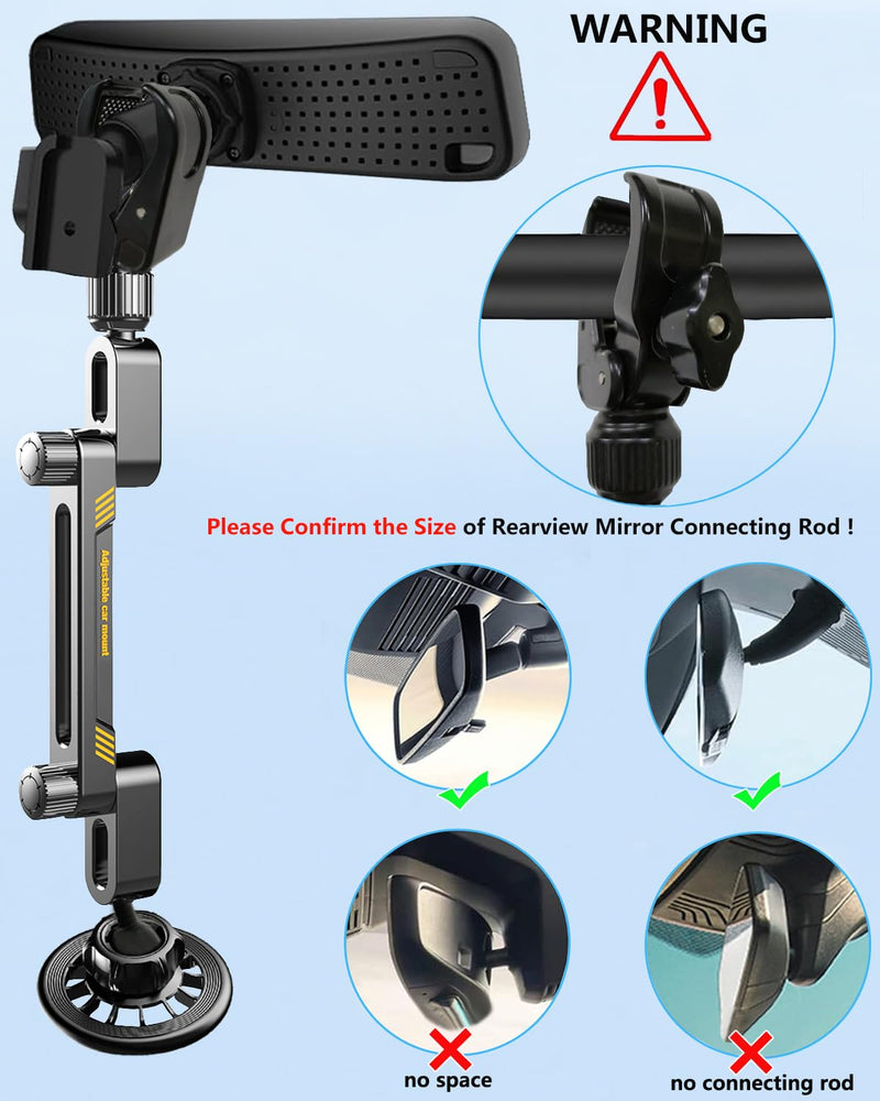 Magnetic Phone Holder for Car, Rear View Mirror Phone Holder Car Mount Magsafe 360 Adjustable with Metal Body, Aluminum Alloy Rearview Cellphone Stand Fit for iPhone 16 15 14 13 12 Series