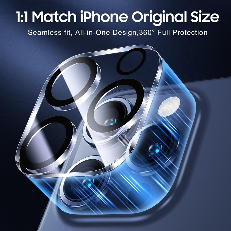 UniqueMe Compatible for 3 Pack iPhone 15 Pro/iPhone 15 Pro Max Camera Lens Protector, [Drop Protection] [Case Friendly] 9H Tempered Glass Camera Cover Screen [2023 New Version] 15 Pro/15 Pro Max Transparent