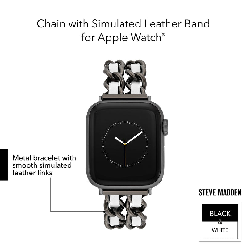 Steve Madden Fashion Chain Bracelet for Apple Watch 42mm (Series 1-3), 44/45/46/49mm (Ultra & Ultra 2) Black/White