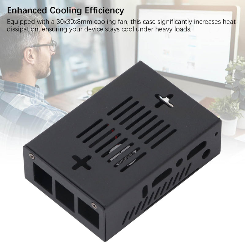 Zinc Alloy Case for Orange Pi 5 MAX, Metal Cooling Housing with 30x30x8mm Fan, 2 Pin Interface, Single Board Computer Enclosure, Enhanced Heat Dissipation