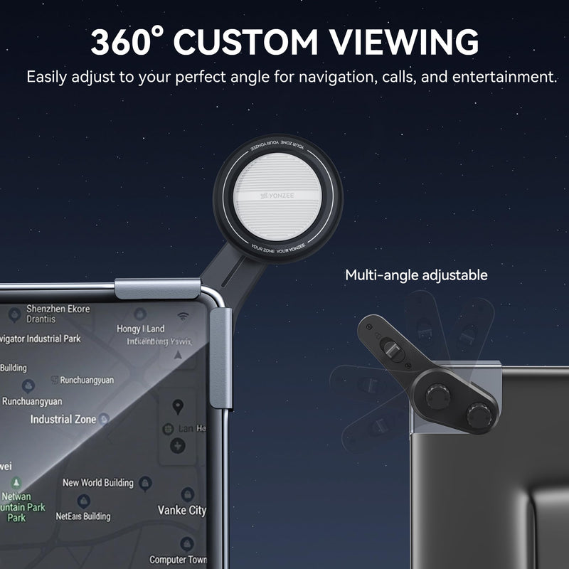 YONZEE Phone Mount for Tesla Model Y, 3, S, X and Cybertruck, Screen Mounted Magnetic Phone Holder, 360° Adjustable Hidden Car Mount, Interior Accessories Compatible with iPhone and Android Phones