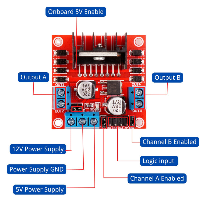 LAOMAO L298N Motor Driver Board Module DC Stepper Motor Robot Smart Car