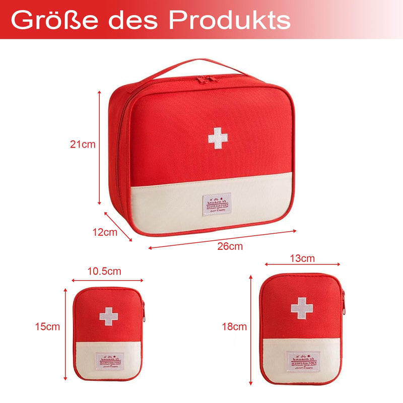 Medicine Bag, Pack of 3 Medicine Bag, Travel Pharmacy Bag, Medicine Storage Bag, Portable Medicine Bag for Home, School, Office, Outdoor, Travel, Red