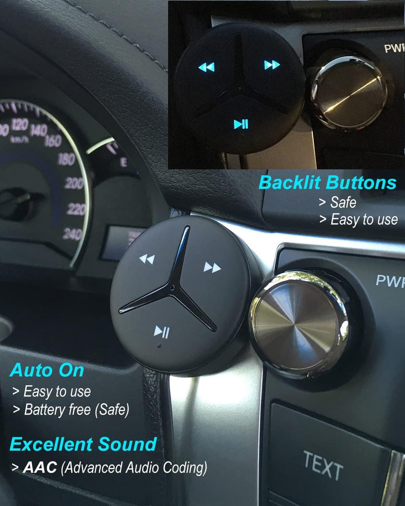 Aston Innovations SoundTek A1+ Bluetooth Car Kit with AAC for Music Streaming Handsfree Calls,Aux Bluetooth Adapter for Car/Home Stereo,Built-in Noise Isolator & MIC,Auto On/Off