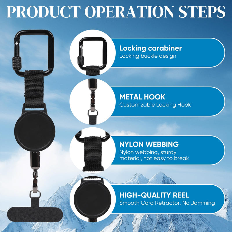 Retractable Phone Tether Anti Theft, Anti Pickpocket Phone Strap With Secure Locking Clip and 360° Anti-Tangle Design for Travel Hiking Skiing(2pcs