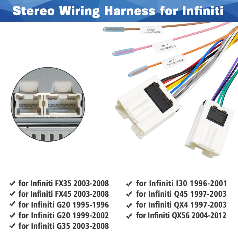 [AUSTRALIA] - Car Radio Wiring Harness Compatible with Nissan Maxima Altima Pathfinder Frontier Xterra Titan Armada Infiniti Stereo Wire Connector Adapter Plug Cable 