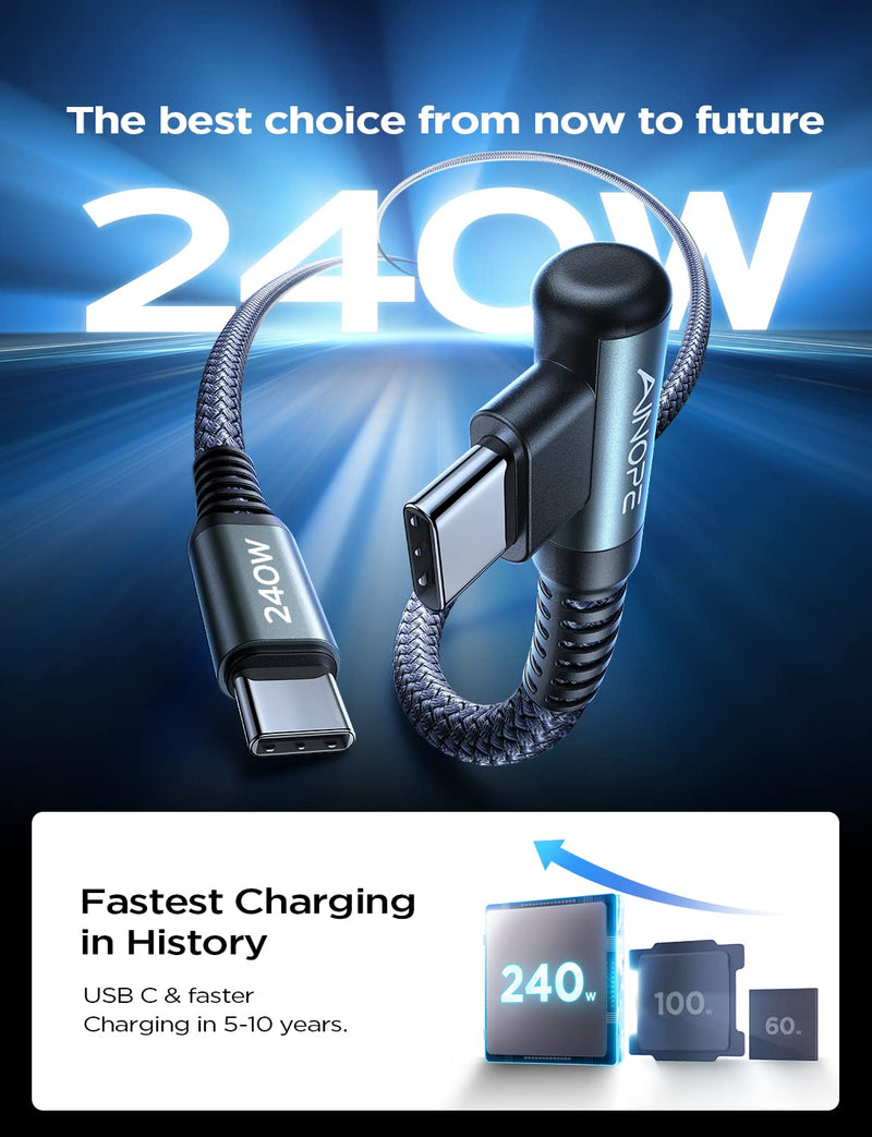 AINOPE USB C Car Charger, 54W iPhone Car Charger Adapter, 240W USB C to USB C Cable 6.6ft/2Pack