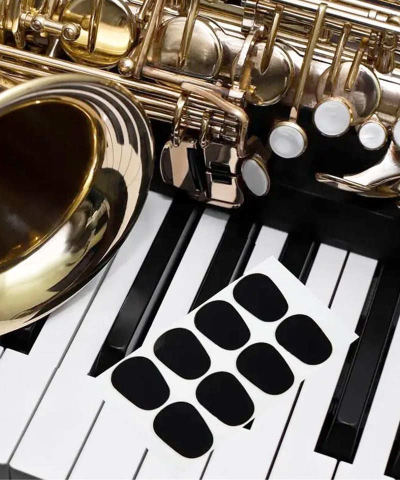 [AUSTRALIA] - 64Pcs 0.8mm Thick Saxophone and Clarinet Mouthpiece Cushion - Alto/Tenor Sax Mouthpiece Patches Pads Cushions - Oval Rubber Strong Adhesive for Beginners Musicians - Black 