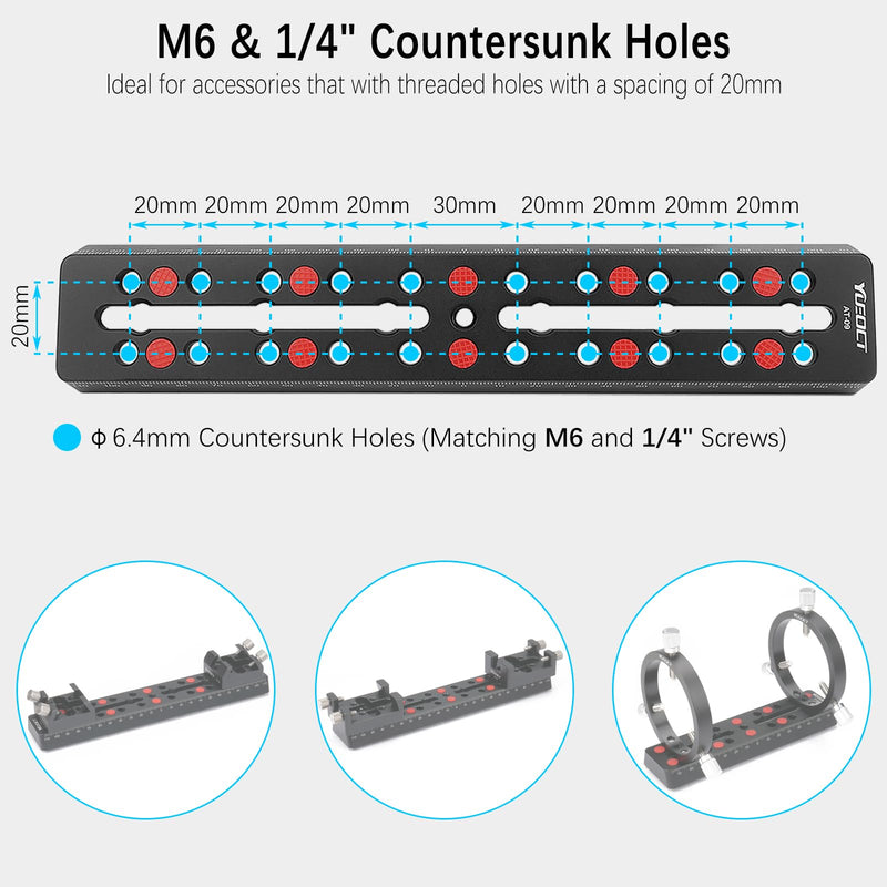 230mm/9.05" Telescope Rail Bar Vixen Style Dovetail Mounting Plate, with M6 1/4" 3/8" Camera Screw for Telescope Saddle Mount Base OTA Equatorial Head Tripod Adapter Sky Astrophotography