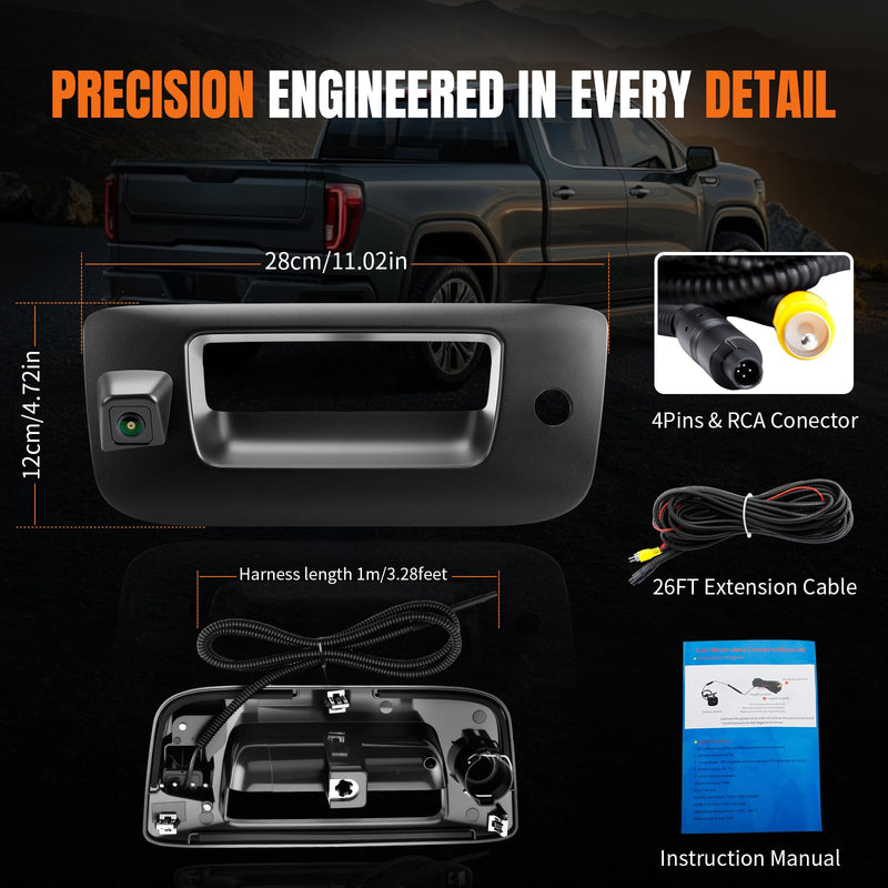 LCWRGS Tailgate Handle Backup Camera for Chevy Silverado & GMC Sierra | 2007-2014 Night Vision Wide-angle Waterproof Rear View Camera Tail gate Handle Key Hole OE# 22755305