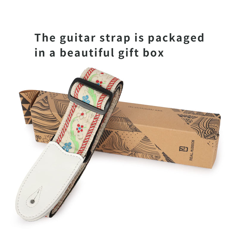 [AUSTRALIA] - Guitar Straps, Acoustic Electric Guitar Straps, Bass Guitar Strap with Adjusatable Length, Guitar Accessories White and Beige 