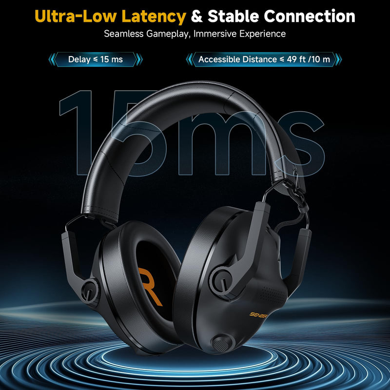 [AUSTRALIA] - SG600 Wireless Gaming Headset for PC, PS5, PS4, Laptop, Mac, Nintendo Switch, 2.4GHz & Bluetooth 5.3 Gaming Headphones with Noise Canceling Mic, Stereo Sound, 70+Hr Battery, 15ms Latency Black 