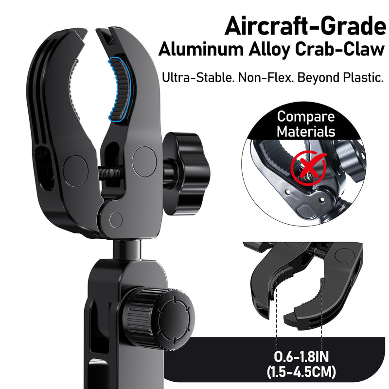Aluminum Rear View Mirror Phone Mount for [Truck & SUV], Anti-Shake Universal Car Phone Holder with 360° Rotation, Non-Blocking Driving Assistant for iPhone 17 16 15 14 13 Pro Max, Samsung Black