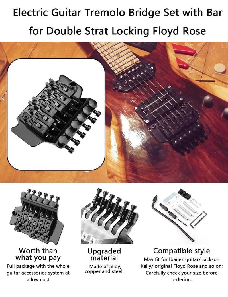 [AUSTRALIA] - Black Electric Guitar Tremolo Bridge with Bar Double Strat Locking for Floyd Rose Type black 