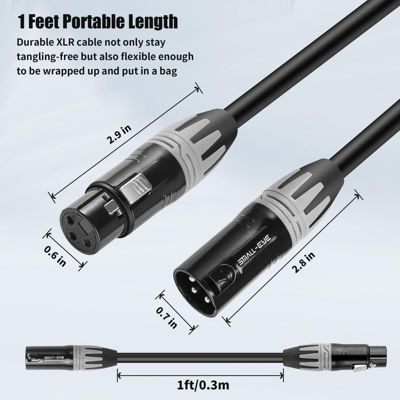 [AUSTRALIA] - XLR Cables 1 Foot,3-Pin XLR Male to Female Microphone Cables,Pro Grade 22 AWG (OFC) Balanced XLR Short cables- 2 Pack 1 Feet 